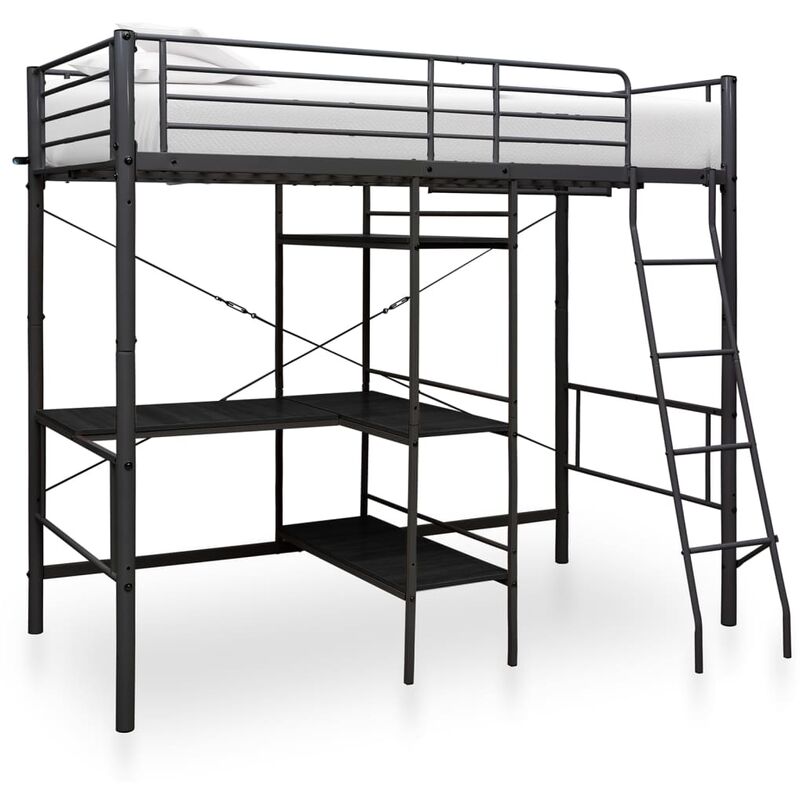 

Estructura de litera con mesa de metal negro 90x200 cm - Negro