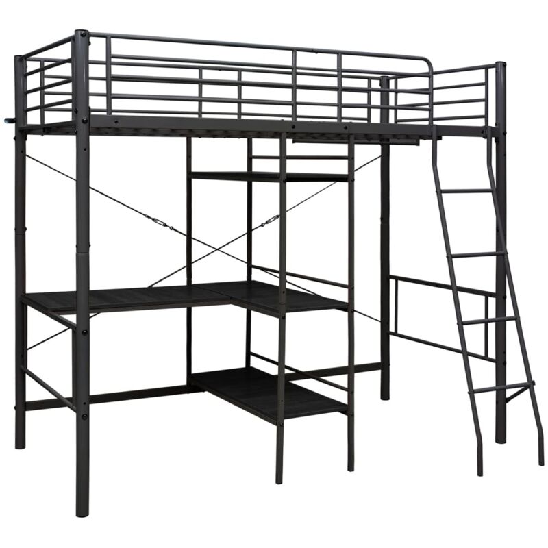 

Estructura de Litera con Mesa de Metal 90x200 cm Negro - Negro - Vidaxl