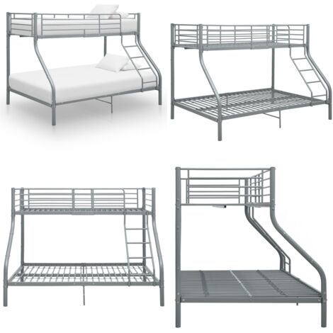 Estructura de litera de metal gris 140x200 cm/90x200 cm - Litera gris - Litera para niños