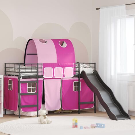 Estructura de litera para niños Negro y Rosa 90 x 190 cm Metal