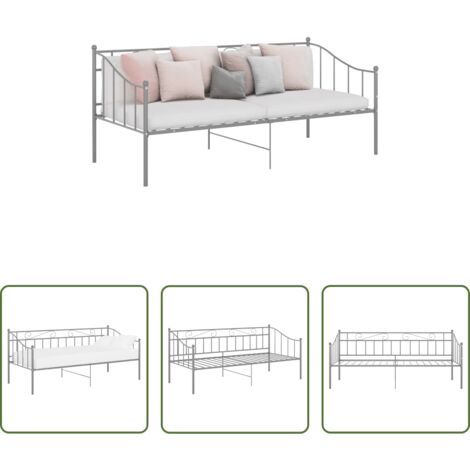 Estructura de sofá cama -  Estructura de sofá cama sin colchón metal gris 90x200 cm