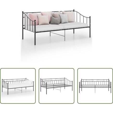Estructura de sofá cama -  Estructura de sofá cama sin colchón metal negro 90x200 cm