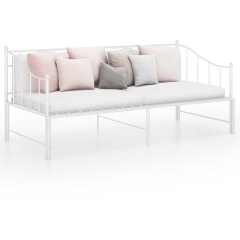 Estructura de sofá cama extraíble de metal blanco 90x200 cm