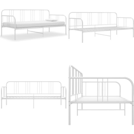 Estructura de sofá cama sin colchón metal blanco 90x200 cm - Cama auxiliar - Estructura de sofá cama