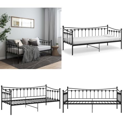 Estructura de sofá cama sin colchón metal negro 90x200 cm - Estructura de sofá cama - Cama auxiliar