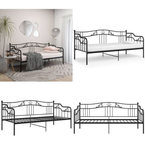 Estructura de sofá cama sin colchón metal negro 90x200 cm - Estructura de sofá cama - Cama auxiliar