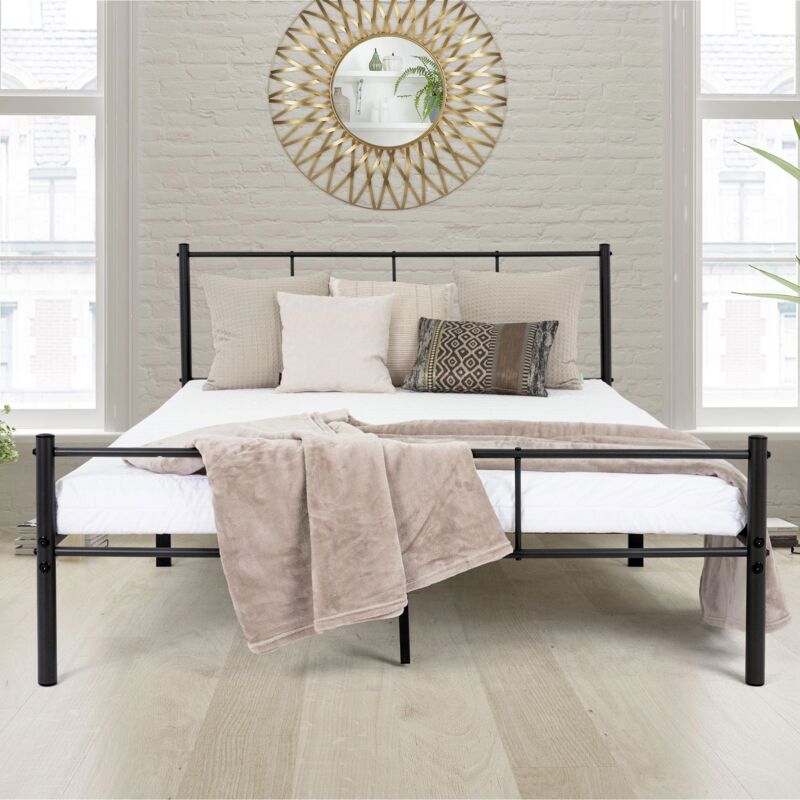 

Estructura metálica de cama con cabecero marco de acero somier negro 160x200 cm