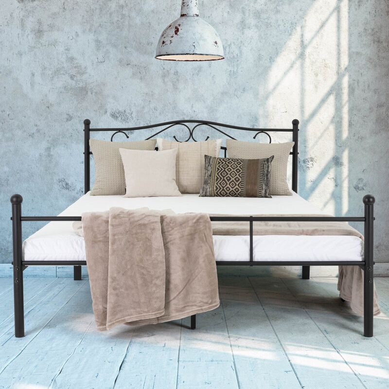 

Estructura metálica de cama con cabecero piecero acero somier negro 160x200 cm