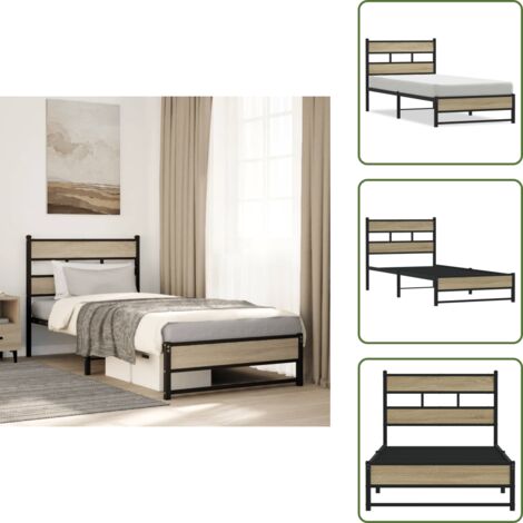 Estructura metálica - vidaXL Estructura de cama sin colchón metal roble Sonoma 107x203 cm - Cama de acero