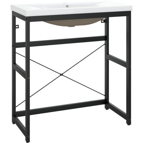 Estructura para lavabo de baño lavabo empotrado 79 x 38 x 83 cm hierro negro 020006777