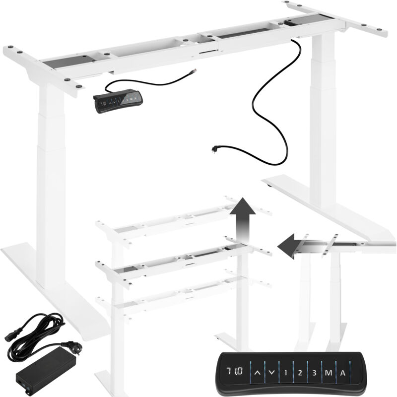 Estructura para mesa Denis 110-190x68x58-123cm - patas para mesa de acero, estructura eléctrica ajustable en altura, patas para escritorio