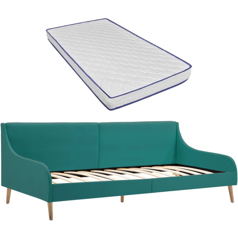 

Estructura sofá cama y colchón espuma viscoelástica tela verde - Verde