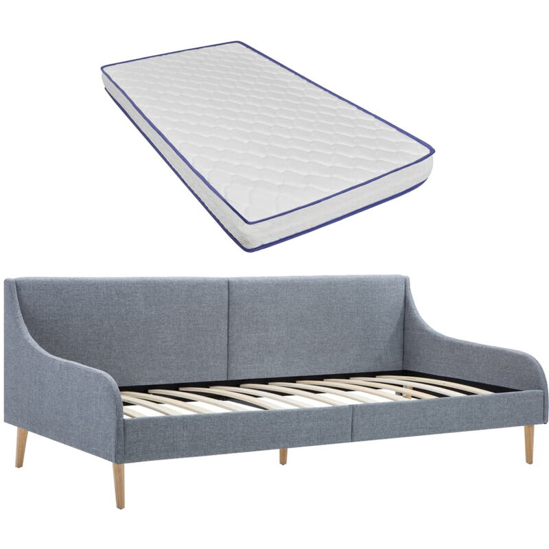 

Happyshopping - Estructura sofa cama con colchon viscoelastico tela gris claro