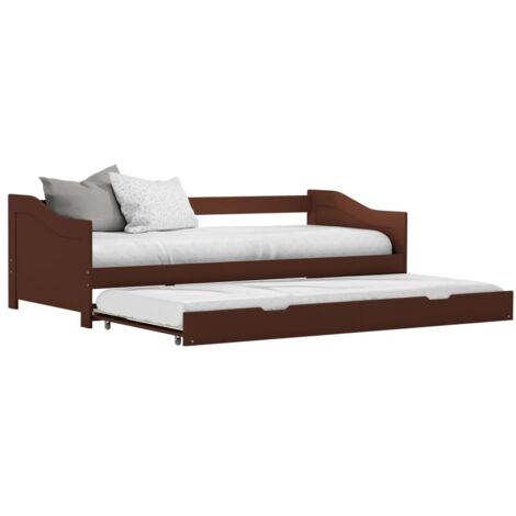 Estructura sofá cama extraíble sin colchón marrón 90x200cm