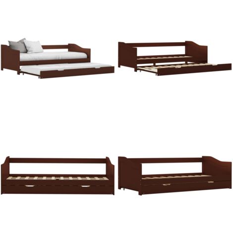 Estructura sofá cama extraíble sin colchón marrón 90x200cm - Cama de invitados - Estructura de madera