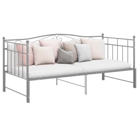 Estructura sofá cama extraíble sin colchón metal gris 90x200 cm