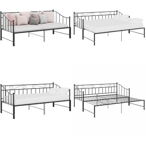 Estructura sofá cama extraíble sin colchón metal negro 90x200cm - Cama de metal - Sofá cama sin colchón
