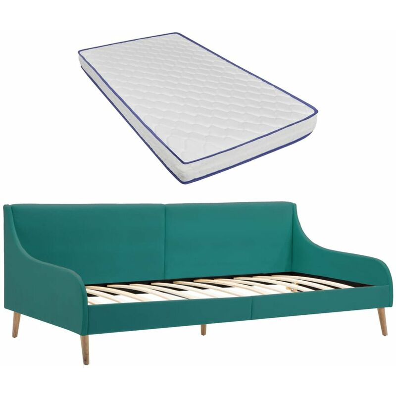 

Happyshopping - Estructura sofa cama y colchon espuma viscoelastica tela verde