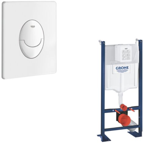 Estructura soporte inodoro GROHE Rapid SL Project + Placa control Skate Air blanco alpino