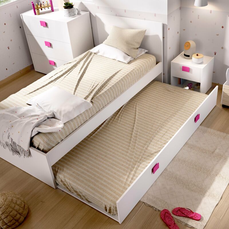 

Estructuras Cama Nido infantil 2 camas ,moderna ideal para habitaciones infantiles y juveniles. Dimensiones: 76 cm (alto) x 96 cm (ancho) x 196 cm