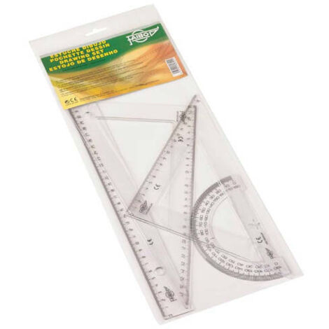 ESTUCHE CON REGLA / ESCUADRA / CARTABON Y SEMICIRCULO 30 CM. PLASTICO FAIBO 806