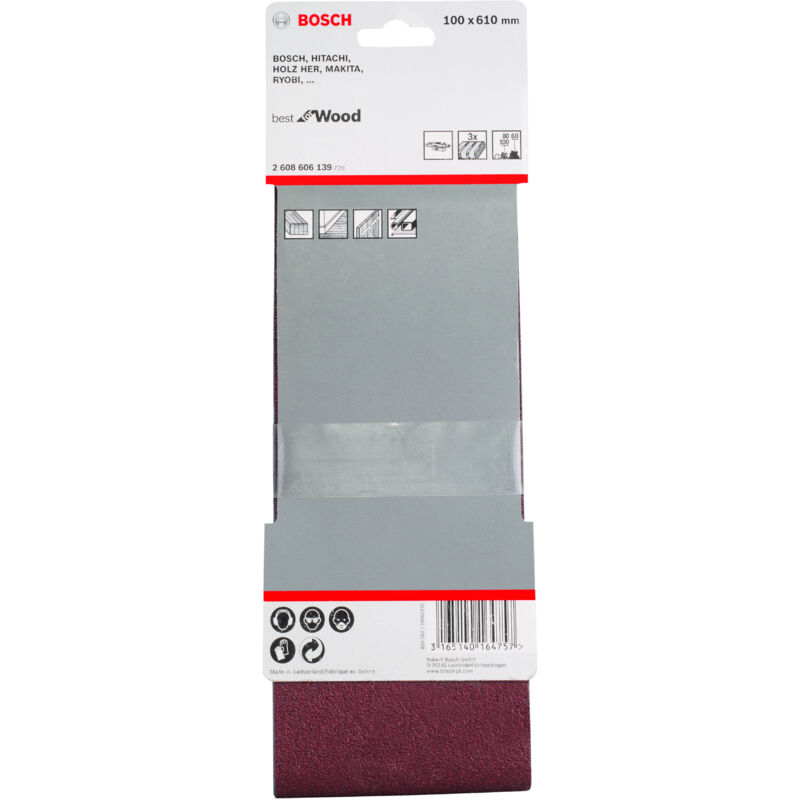 

2608606139 Lija Set Banda Best Wood: 100x610mm x 3 - Bosch