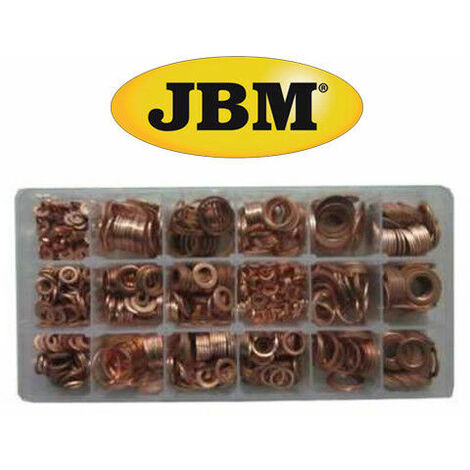 ESTUCHE DE ARANDELAS DE COBRE 18 medidas distintas, 900 PIEZAS - JBM 52030