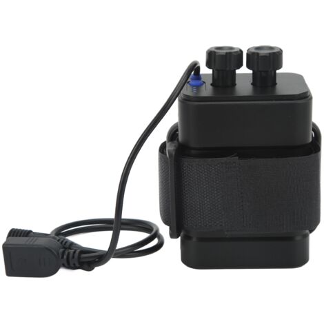 Estuche de carga impermeable de ABS de 8,4 V para 6 baterías de litio 18650 con puertos USB y cable para viajes y acampada.