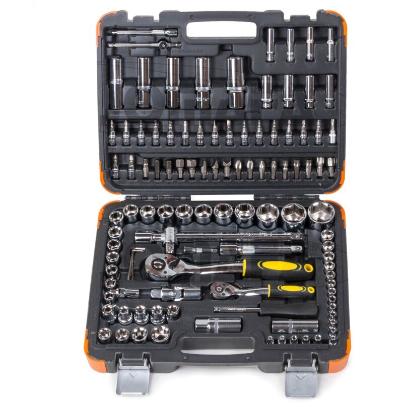 

Jomafa - Estuche De Herramientas 108 Pzs Cromado 1/4' Y 1/2' Vasos 6 Caras Crv