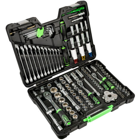 ESTUCHE DE HERRAMIENTAS DE 132 PIEZAS CON VASOS HEXAGONALES JBM 54082