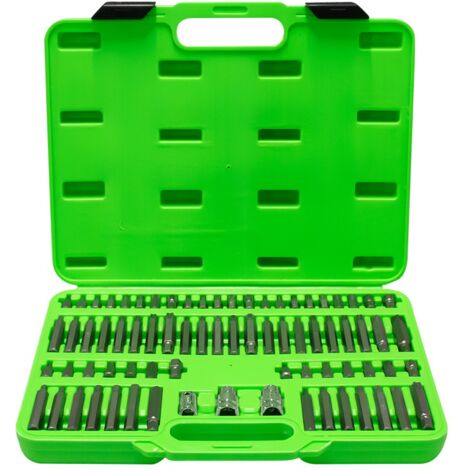 ESTUCHE DE PUNTAS 75 PIEZAS P/TORNILLOS RIBE, TORX, TORX INV., HEX