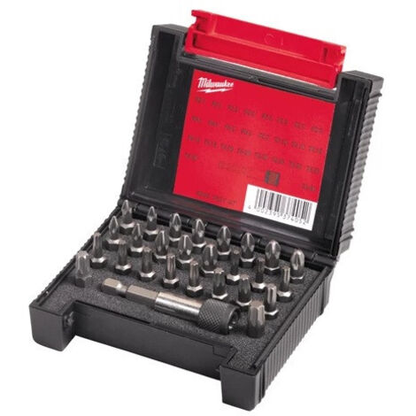 Estuche de puntas compacto de 27 piezas PH1 x2 / PH2 x2 / PH3 x1 / PZ1 x2 / PZ2 x4 / PZ3 x2 / TX10 x2 / TX15 x3 / TX20 x3 / TX25 x3 / TX30 x1 / TX40 x1 Portapuntas con bloqueo de cambio rápido
