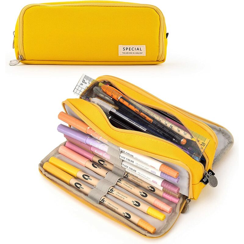 Estuche Escolar 3 Compartimentos Estuches Escolares Adolescentes Grande Negro Pequeños Estuche Maquillaje para NiñAs Mujer Estuches Lapices 