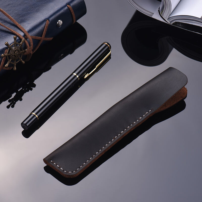 

Asupermall - Estuche para bolígrafo de cuero hecho a mano Bolsa de manga de fuente Estuche vintage para un solo bolígrafo Stylus Bolígrafo 6.3 * 1.2