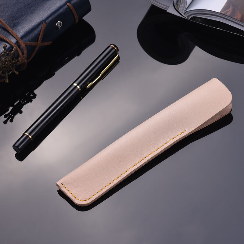 

Asupermall - Estuche para bolígrafo de cuero hecho a mano Bolsa de manga de fuente Estuche vintage para un solo bolígrafo Stylus Bolígrafo 6.3 * 1.2