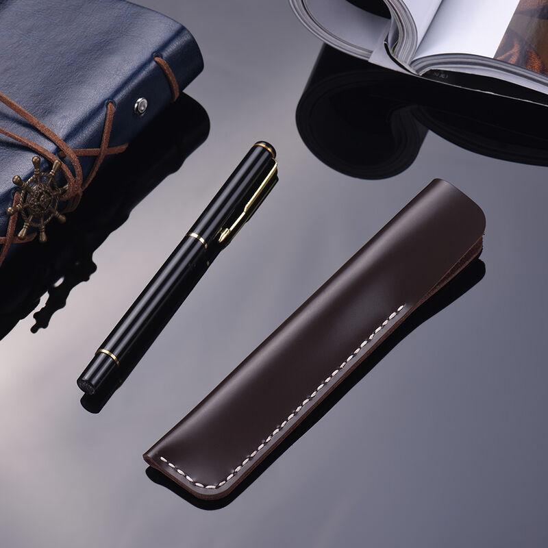 

Asupermall - Estuche para bolígrafo de cuero hecho a mano Bolsa de manga de fuente Estuche vintage para un solo bolígrafo Stylus Bolígrafo 6.3 * 1.2