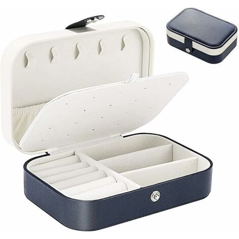Estuche para guardar joyas, organizador de joyas de viaje, pequeña caja portátil para guardar joyas, para anillos, pendientes y collares.