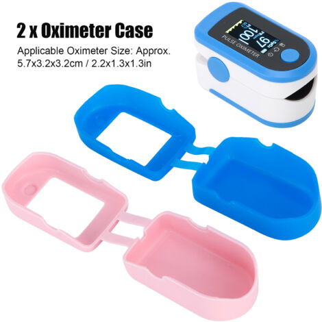 Estuche para oxímetro, silicona azul/rosa, juego de 2 piezas, portátil, protector para viajes y hogar.