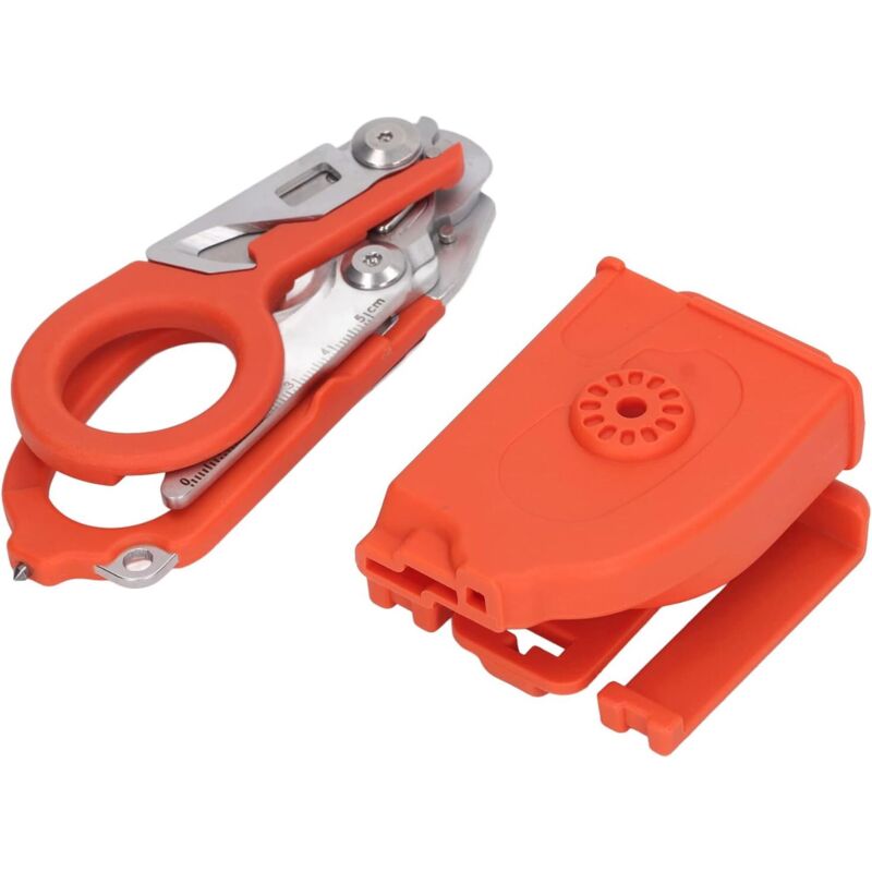 Estuche protector plegable para tijeras de emergencia, ideal para camping, aventura, pesca y senderismo (naranja)