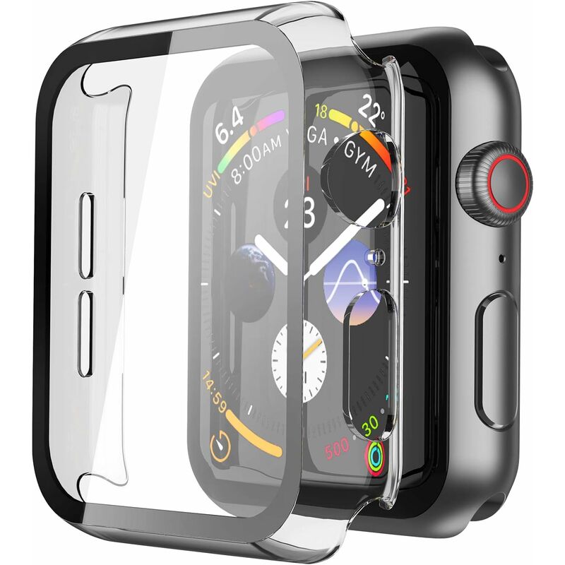 

Estuche rígido transparente para Apple Watch Series 6 / SE / Series 5 / Series 4 con protector de pantalla de vidrio templado de 40 mm, cubierta