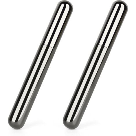 Estuche tubular para puros de 55 años o menos (paquete de 2), portátil, de acero inoxidable, con un solo soporte para viaje (negro)