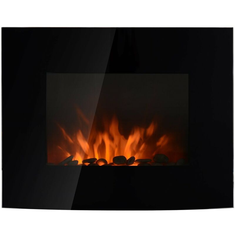 

Homcom - Chimenea Eléctrica de Pared Estufa Eléctrica Calentador 900/1800W Mando 7 Color - Negro