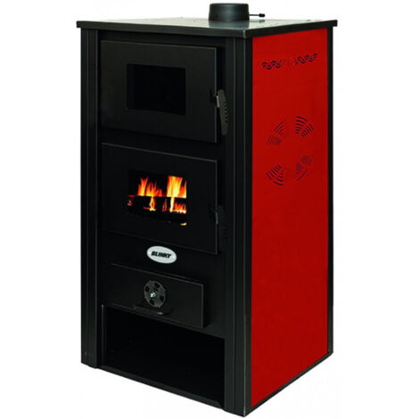 Estufa de acero Londres con horno laterales rojo
