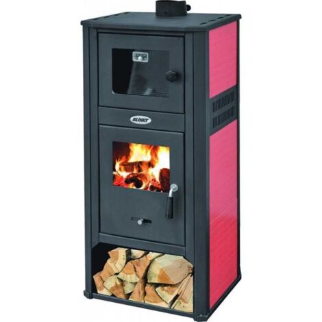 Estufa de acero Roma S con horno rojo