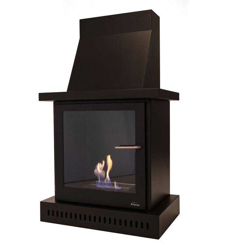 

Purline - Estufa de exterior de bioetanol 3kW, diseño cuadrado en acero negro, sin salida de humo, puerta en cristal templado