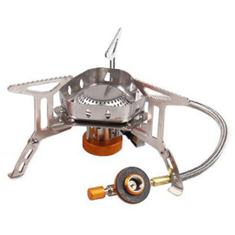 Estufa de camping Laspi, estufa de gas para camping de 3500 W, quemador de camping plegable resistente al viento con encendido piezoeléctrico, utilizada para senderismo, camping, pesca y picnics