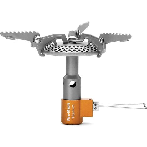 Estufa de camping, mini estufa de gas de titanio plegable portátil con estufa de encendido piezoeléctrico Senderismo al aire libre Picnic Ultraligero 2300W FMS-116T