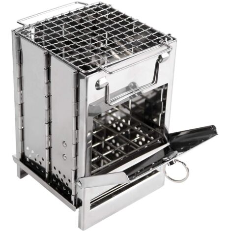 Estufa de camping plegable de acero inoxidable 304, estufa portátil pequeña para mochileros, ideal para senderismo, camping, picnic y barbacoa.