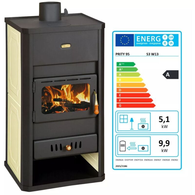

Estufa de combustible sólido con caldera - 18 kw - Prity S3 W13