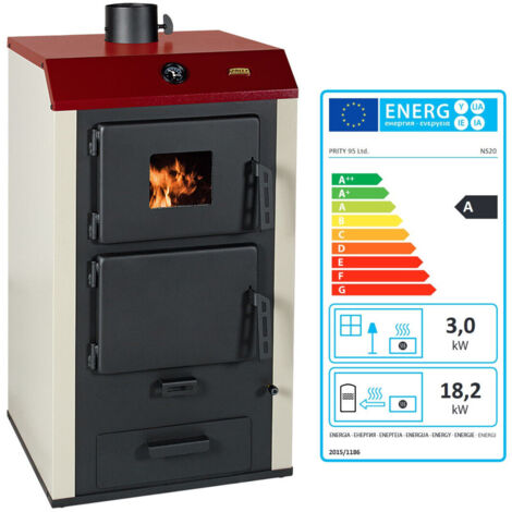Estufa de combustible sólido con caldera - 21.2 kw - Prity NS20